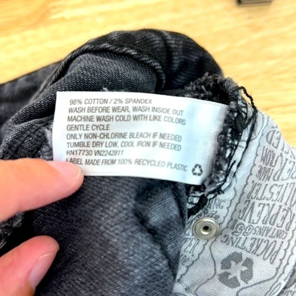 Wild Fable - Black Stonewash Frayed Zip Up Denim Cotton Mini Skirt Size 4 - Picture 9 of 9